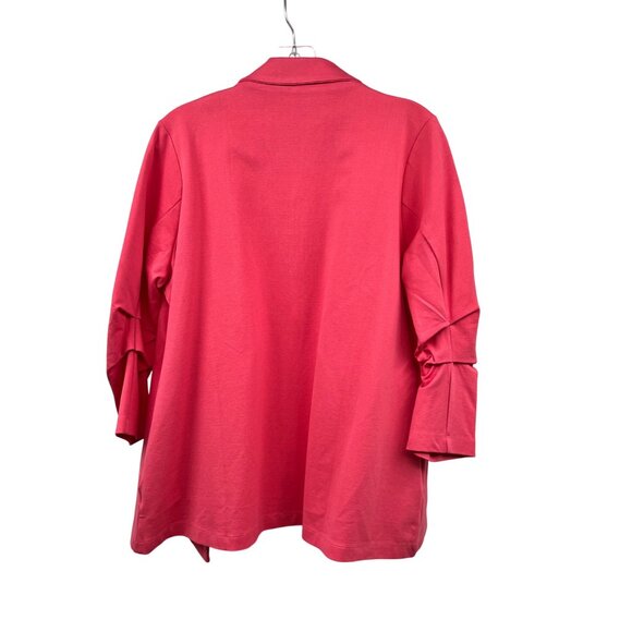 Dear Scarlett Womens Blazer Jacket Open Front Ruched Sleeve Pink Size Large - Picture 7 of 9